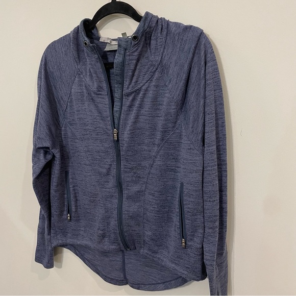 ATHLETA Full Zip Marled Tech Hoodie Jacket - Blue, Size S - Picture 2 of 11